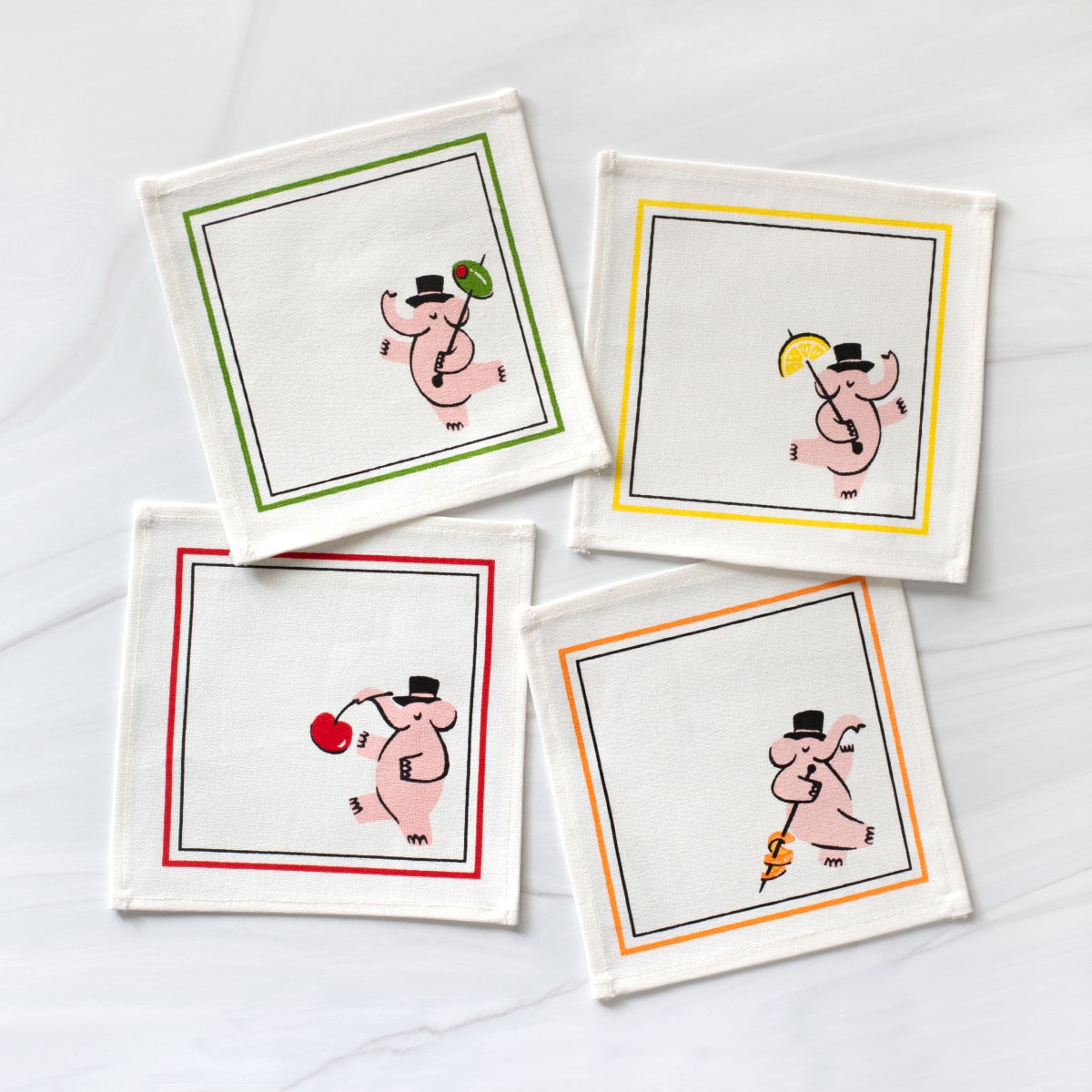 Pink Elephants Cocktail Napkin Set | Seltzer Goods